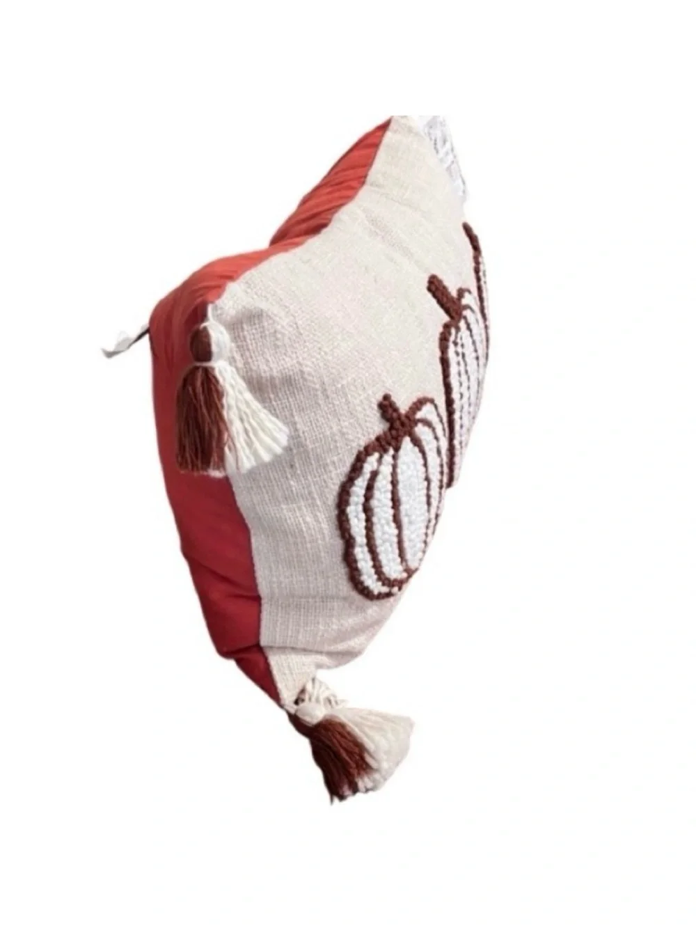 🆕- Shabby Chic Embroidered Pumpkin Trio Neutral Fall Pillow.